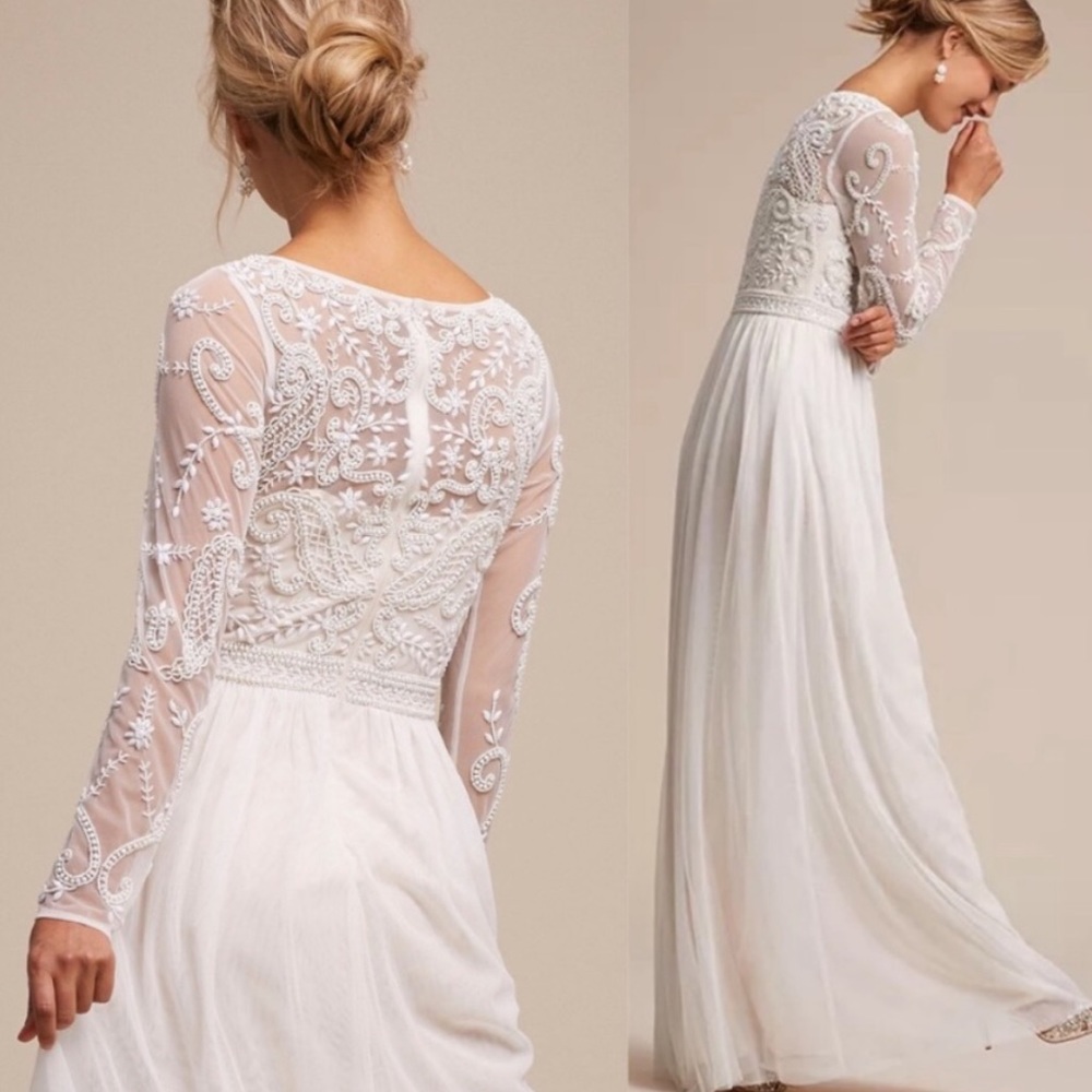 BHLDN Sinclair 6 Champagne Beaded Bodice Wedding Gown